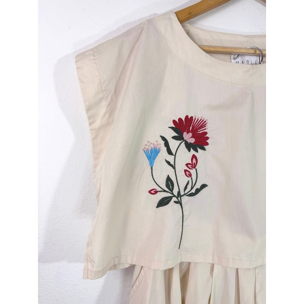 MABLE Floral Embroidered Two Piece Skirt Set Boho Garden Crop Top Midi M NWT - Picture 8 of 12